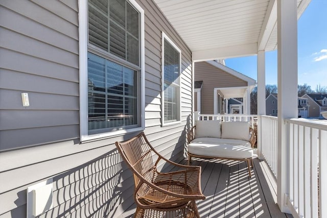 balcony featuring a porch