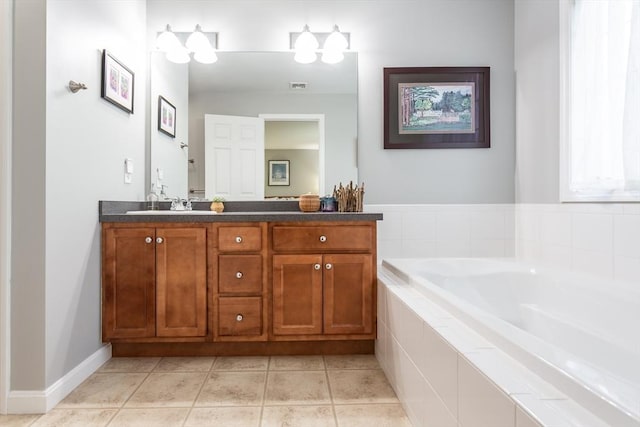 21 Harbor Mist Dr Unit 21, Fairhaven, MA 02719 - full bathroom with vanity, a bath, and tile patterned flooring