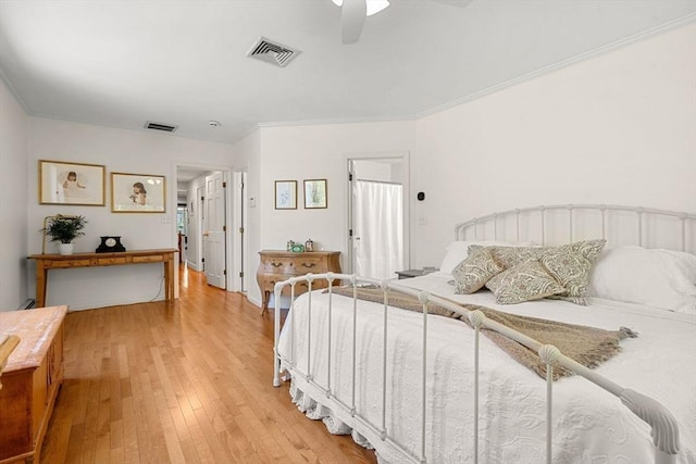 4 Crestwood, Marblehead, MA 01945 - bedroom with light wood-style flooring, a ceiling fan, and ornamental molding