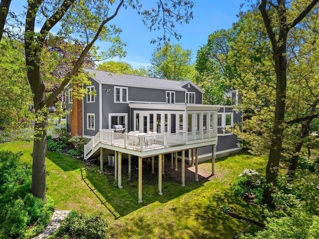 4 Crestwood, Marblehead, MA 01945 - back of house featuring a deck and a lawn