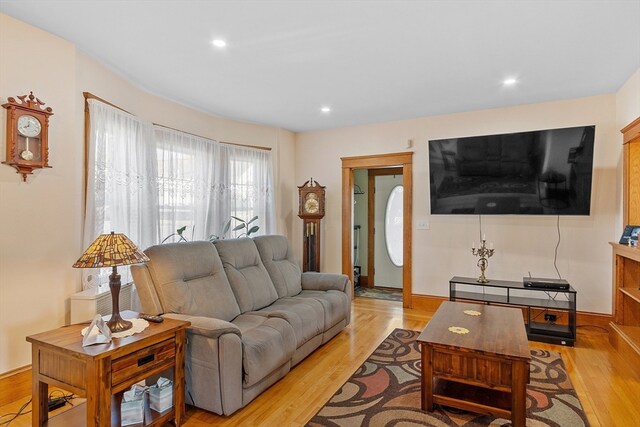 living room featuring light hardwood / wood-style floors