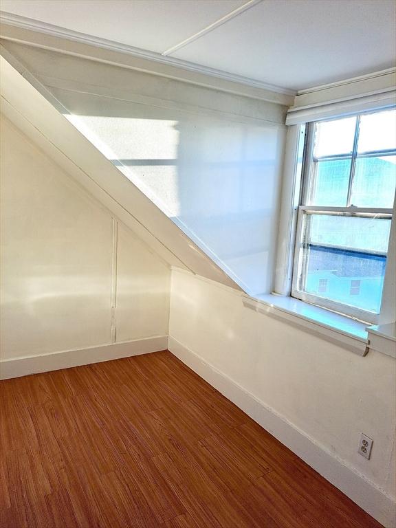 additional living space featuring hardwood / wood-style floors