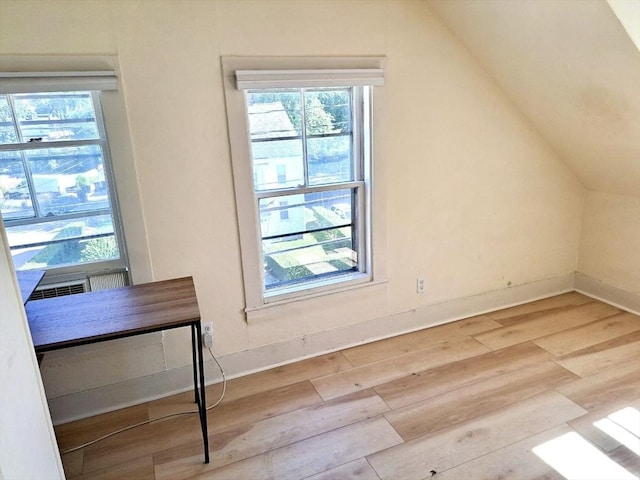 bonus room with lofted ceiling and wood-type flooring