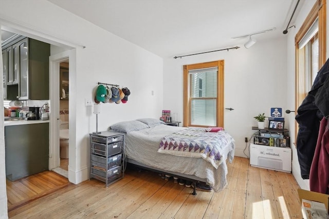 46 Hunting St, Somerville, MA 02143 - bedroom with rail lighting and light wood finished floors