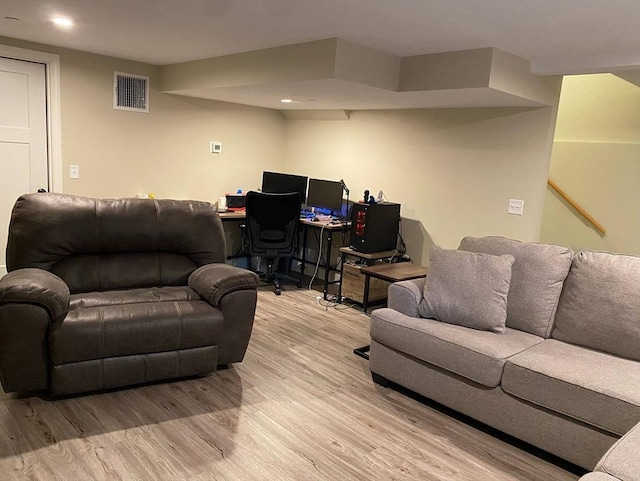 30 Old Washington St Unit 2, Pembroke, MA 02359 - living area featuring wood finished floors, an office area, and recessed lighting