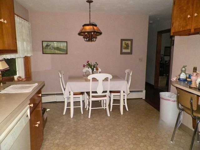 7 Maple Ln, Millbury, MA 01527 - dining room featuring a chandelier and a baseboard radiator