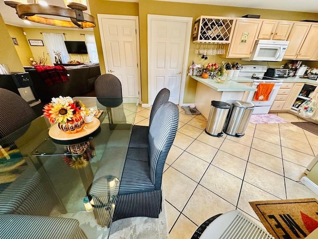 living room with light tile patterned floors