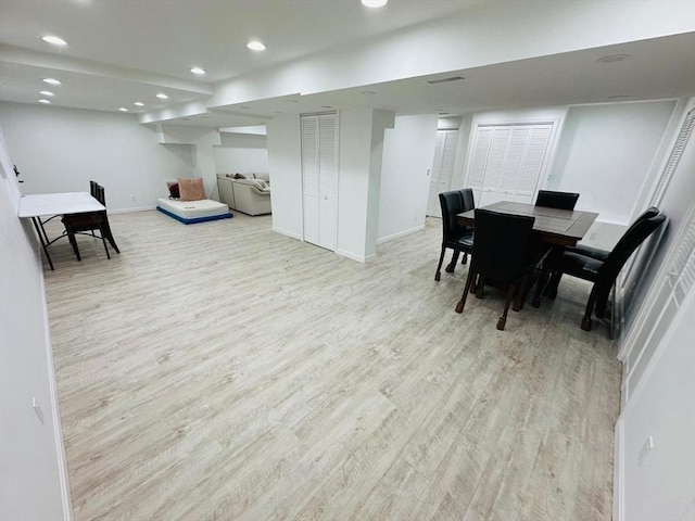 dining area featuring light hardwood / wood-style flooring