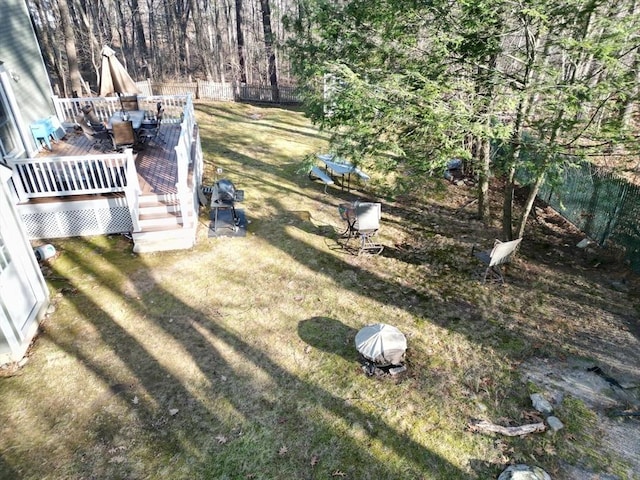 view of yard featuring a deck