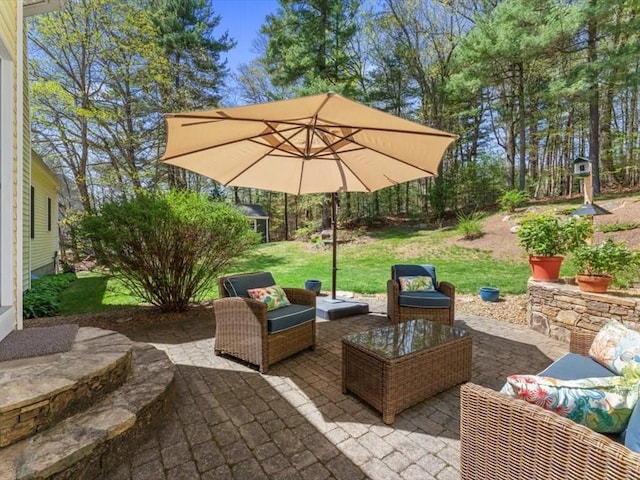 view of patio featuring an outdoor hangout area