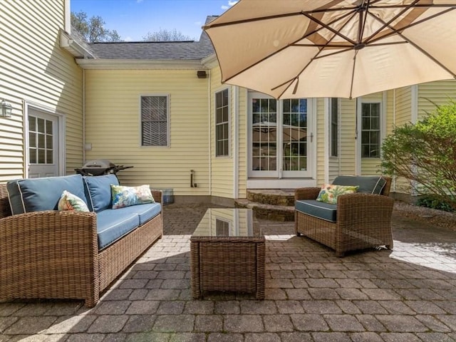 view of patio with an outdoor living space