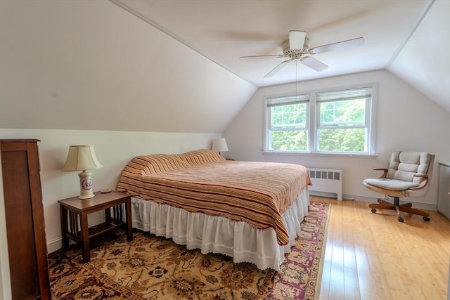 290 E St, Westwood, MA 02090 - bedroom with radiator heating unit, lofted ceiling, hardwood / wood-style flooring, and a ceiling fan