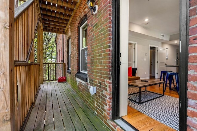 wooden terrace with visible vents