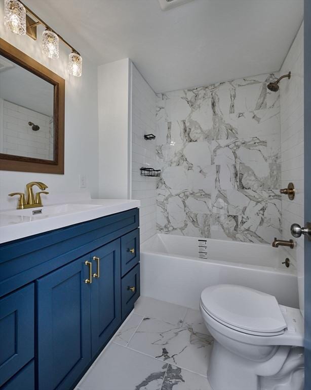 3030 Main St, Palmer, MA 01009 - bathroom featuring vanity, bathing tub / shower combination, and marble finish floors