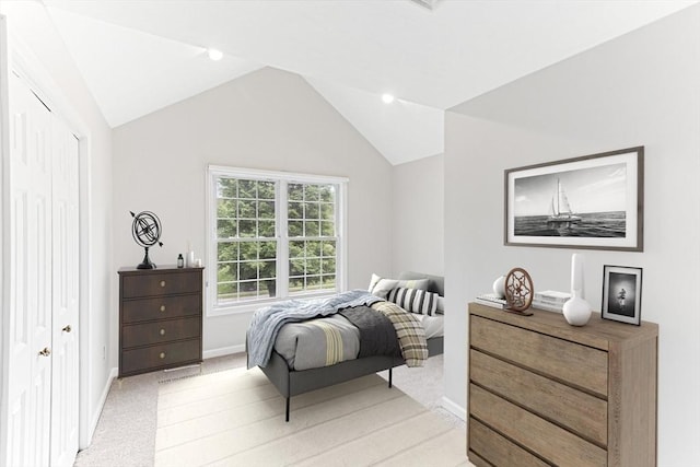 15 Pilgrim Rd, Mansfield, MA 02048 - bedroom featuring vaulted ceiling, light carpet, and baseboards
