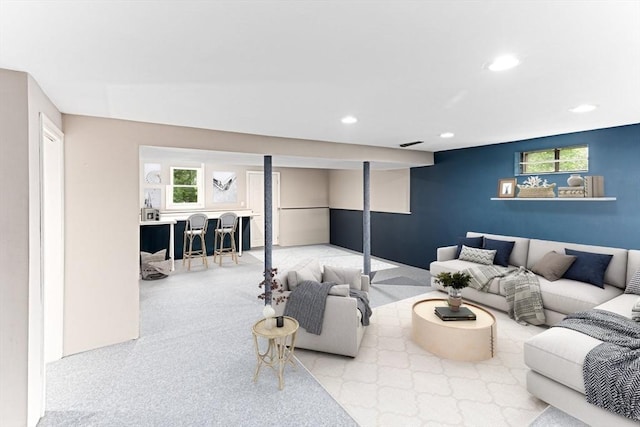 15 Pilgrim Rd, Mansfield, MA 02048 - living room featuring carpet floors and recessed lighting