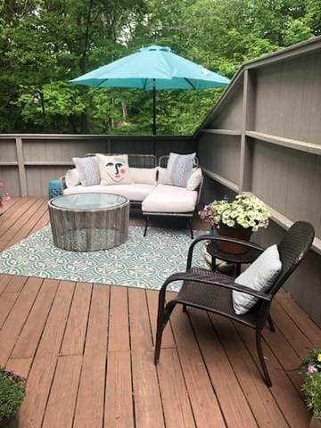 94 Mill Pond Unit 94, North Andover, MA 01845 - wooden terrace featuring outdoor lounge area