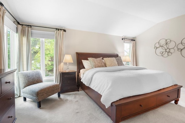 94 Mill Pond Unit 94, North Andover, MA 01845 - bedroom with vaulted ceiling, light colored carpet, and multiple windows