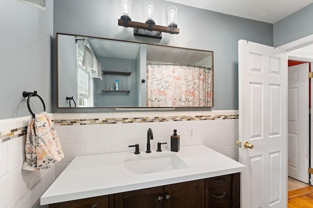 140 W Mountain St, Worcester, MA 01606 - bathroom featuring vanity and tile walls