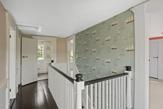 36 Uncle Barneys Rd, Dennis, MA 02670 - hallway with an upstairs landing and dark wood finished floors