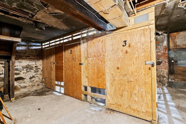 view of unfinished basement