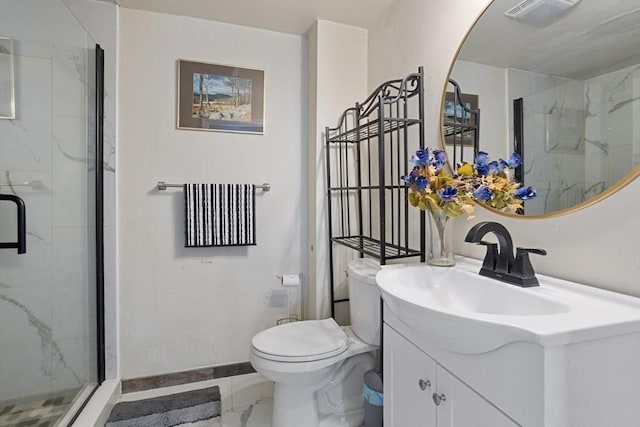 12 Temple Ave, Hudson, MA 01749 - full bathroom with marble look tiles, a marble finish shower, toilet, and vanity