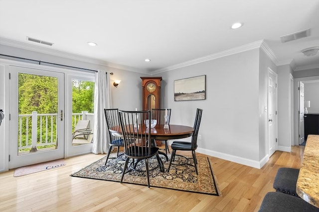 21 Starr Dr Unit 207, Narragansett, RI 02882 - dining room with light wood-type flooring, recessed lighting, and crown molding