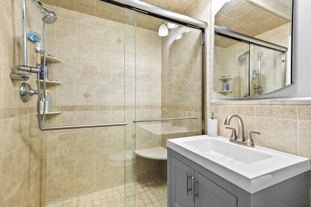 21 Starr Dr Unit 207, Narragansett, RI 02882 - full bathroom with tile walls, vanity, and a shower stall