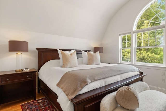 1 Bridge Ln, Newburyport, MA 01950 - bedroom with lofted ceiling, light wood-type flooring, and multiple windows
