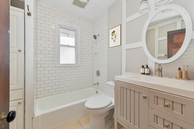 69 Dracut, Boston, MA 02124 - bathroom featuring vanity, backsplash, shower / tub combination, and tile patterned floors