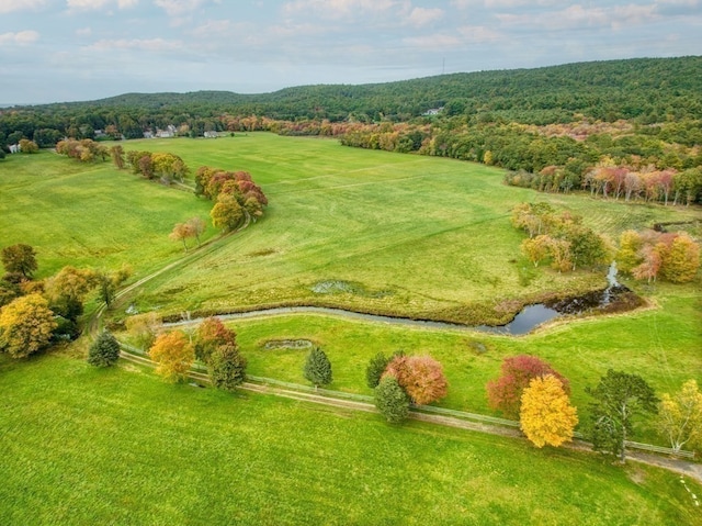 birds eye view of property with a rural view