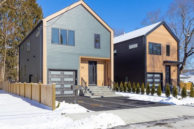 contemporary home with a garage