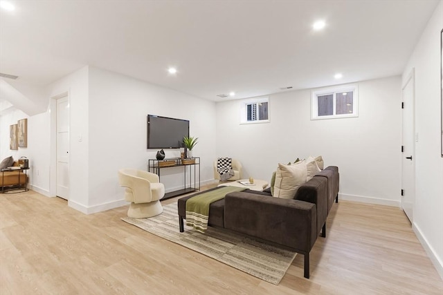 living room with light wood-type flooring