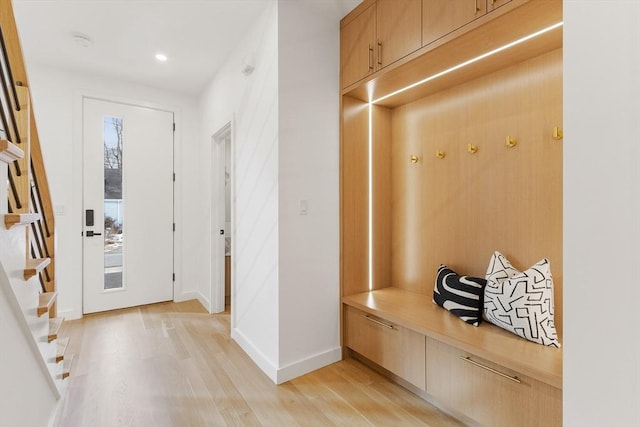 mudroom featuring light hardwood / wood-style floors