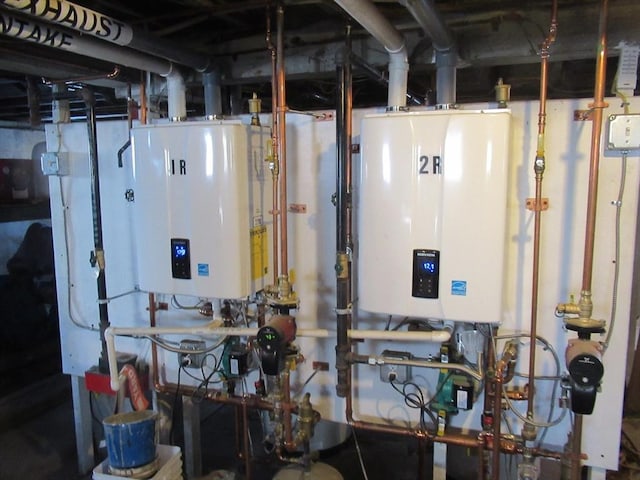 utility room with water heater