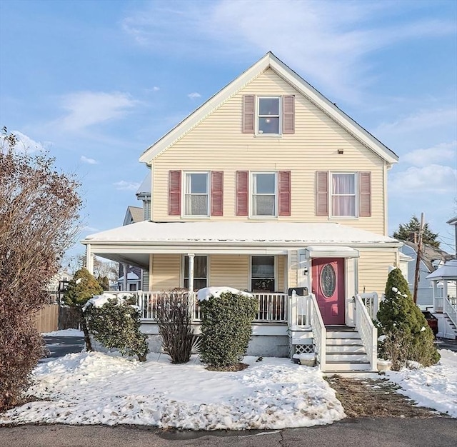 view of front of home with covered porch