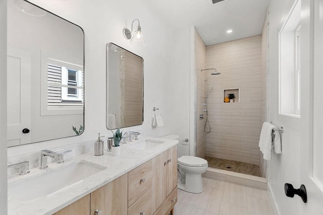 21 Ellington St Unit 2, Boston, MA 02121 - full bath featuring toilet, tiled shower, and double vanity