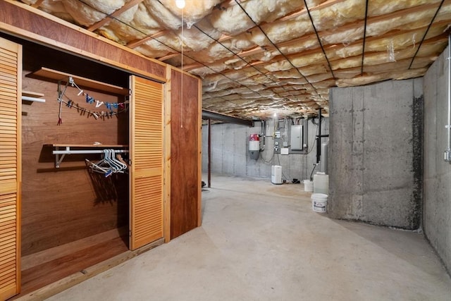 unfinished below grade area with electric panel