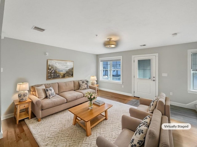 living room featuring hardwood / wood-style flooring