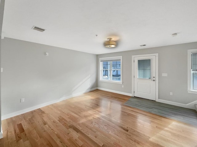 interior space with light hardwood / wood-style flooring