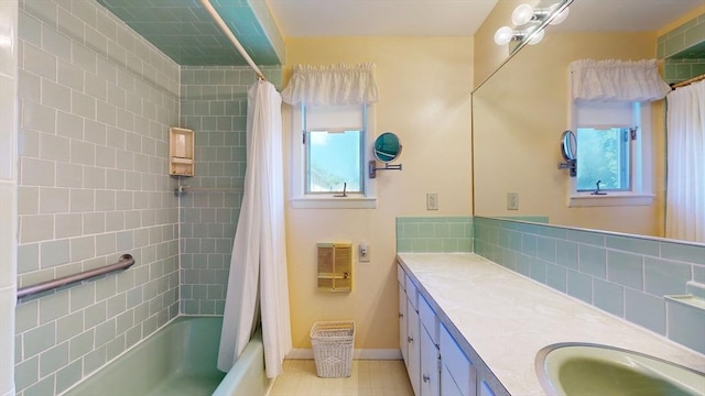 30 Hartshorn Ave, Worcester, MA 01602 - bathroom with vanity, shower / bath combo with shower curtain, heating unit, and baseboards