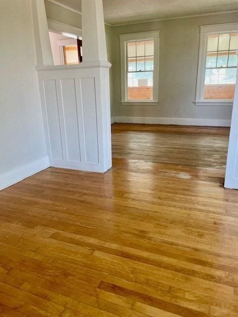 spare room with light hardwood / wood-style flooring