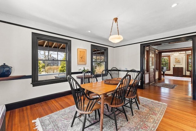 10 Quissett, Falmouth, MA 02543 - dining room with light wood-style floors, baseboards, and recessed lighting