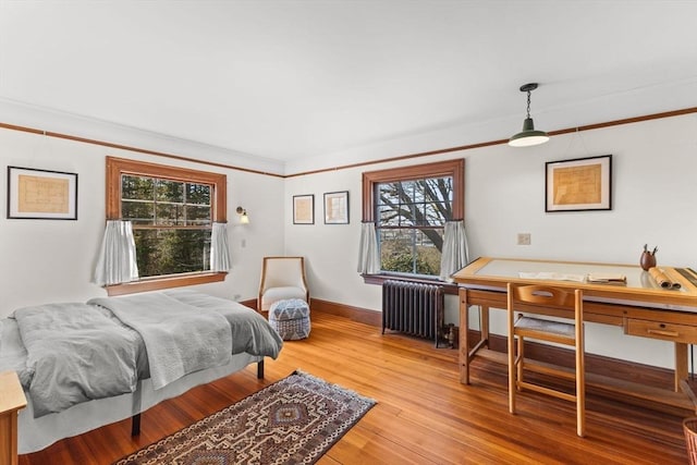 10 Quissett, Falmouth, MA 02543 - bedroom with radiator, multiple windows, ornamental molding, light wood-style floors, and baseboards