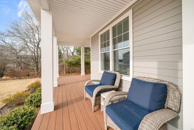 deck with a porch