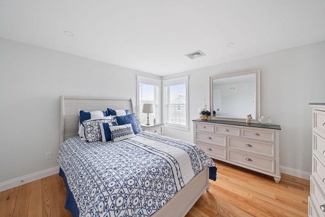 bedroom with light hardwood / wood-style flooring