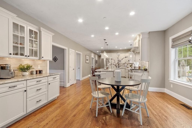 57 Houghton Farm Ln, Bolton, MA 01740 - dining space with light wood-style floors, recessed lighting, and baseboards