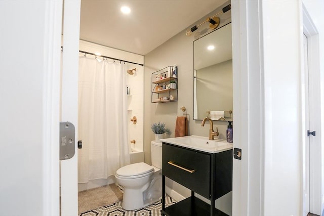 10 Wakefield Ave Unit A, Wakefield, MA 01880 - bathroom featuring toilet, vanity, shower / tub combo, and tile patterned floors