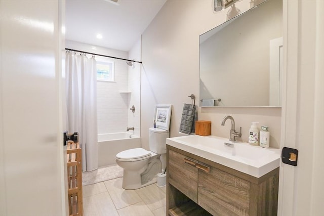 10 Wakefield Ave Unit A, Wakefield, MA 01880 - bathroom with toilet, shower / bathtub combination with curtain, vanity, and tile patterned flooring