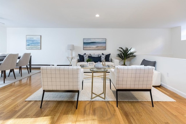 living room featuring light wood-type flooring